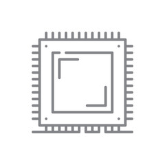 Processor Chip Information technology icon with black outline style. cpu, digital, board, network, engineering, microchip, motherboard. Vector illustration