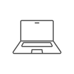 Laptop Information technology icon with black outline style. mobile, computer, notebook, device, electronic, screen, equipment. Vector illustration