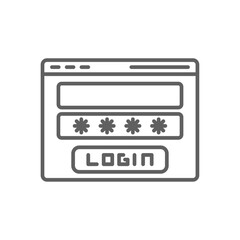 Login Information technology icon with black outline style. user, web, internet, button, password, account, social. Vector illustration