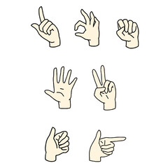 手のポーズ、表情