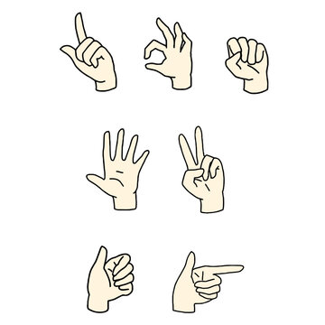 手のポーズ、表情