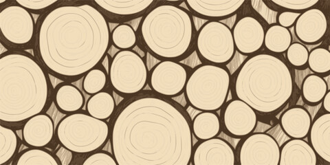 Log cut, tree rings pattern, log wall