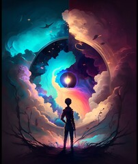 silhouette of a person in the sky