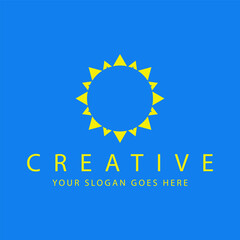 Sunflower vector logo in the shape of a tree. Nature tree vector illustration logo design,sun leaves blue background