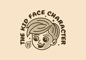 Character of kid head with happy face