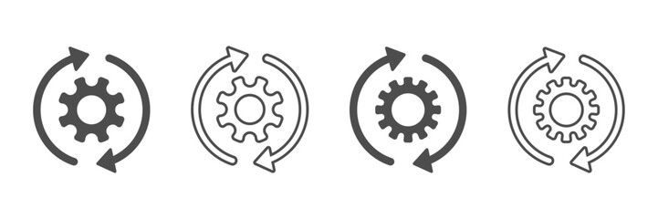 Trendy sync process vector graphics set