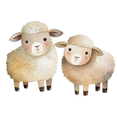 sheep nature watercolor neutral colors for kids simple drawing childish cute PNG