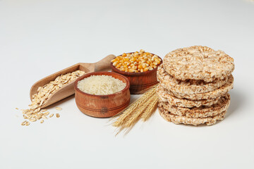 Concept of diet and healthy nutrition with crisp bread
