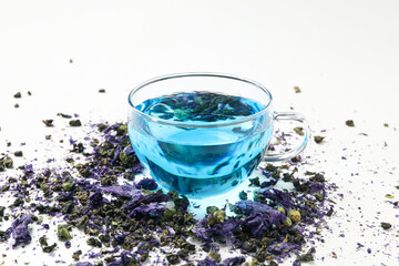 Concept of tasty hot drink, Anchan tea, close up