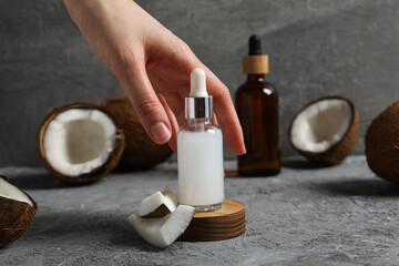 Concept of body and skin care accessories - coconut cosmetic
