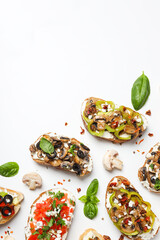 Toasts with grilled vegetables, space for text