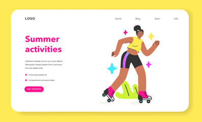 Healthy and active lifestyle web banner or landing page.