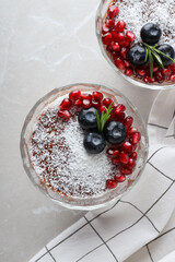 Concept of delicious and sweet food - chocolate mousse