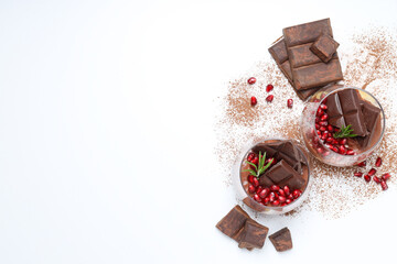 Concept of delicious and sweet food - chocolate mousse