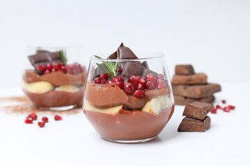 Concept of delicious and sweet food - chocolate mousse