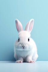 Obraz premium Cute white bunny. Generative AI.