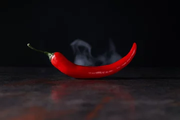 Papier Peint photo Piments forts Concept of hot and spicy ingredients - red hot chili pepper
