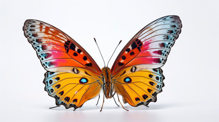 Fototapeta na wymiar Butterfly close up on white background. Generative AI.
