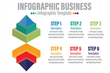 3D Infographic template for business. 6 steps Modern Mindmap pyramid level diagram, presentation vector infographic.