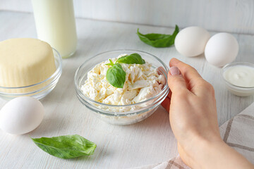 Concept of tasty food - different dairy products