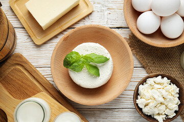 Concept of tasty food - different dairy products