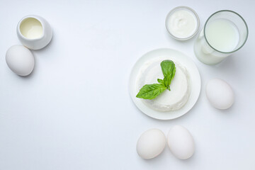 Concept of tasty food - different dairy products