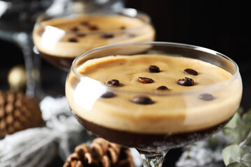 Espresso martini cocktail, delicious alcohol drink, dessert cocktail