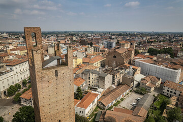 Fototapeta na wymiar Aerial View of Rovigo City and its Iconic Tower