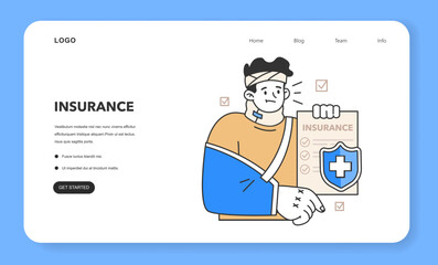 Medical insurance web banner or landing page. Security of health