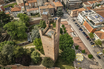Fototapeta na wymiar Aerial Perspective of Rovigo City's Historic Tower