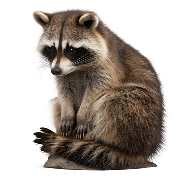 brown raccoon isolated on white © Tidarat