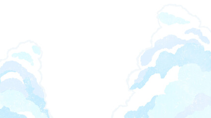 Summer sky, thunderhead background Simple and cute hand-painted watercolor illustration / 夏の空、入道雲の背景 シンプルでかわいい手描きの水彩イラスト