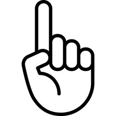 Hand with index finger up. Indicating, showing something above. Hand gesture. Thin line icon. Vector illustration.