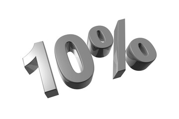 10% off discount offer. 3D illustration isolated on transparent background. Promotional price rate