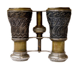 old binoculars on transparent background