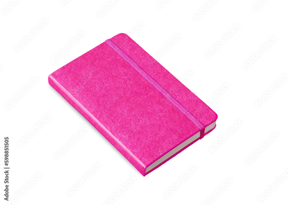 Canvas Prints Pink closed notebook isolated on white