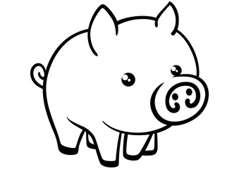 Black isolated outline icon of pig