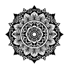Flower clipart vector design black and white
