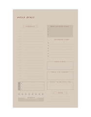 Weekly Goals planner. 