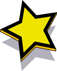 Yellow star with shadow, PNG file no background