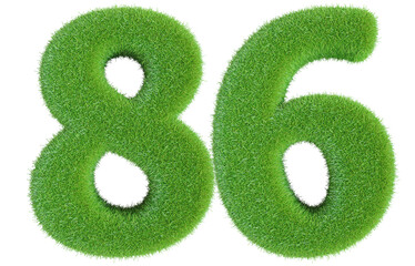 86 number grass 3d render