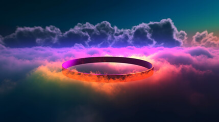 colorful ring flying in the sky