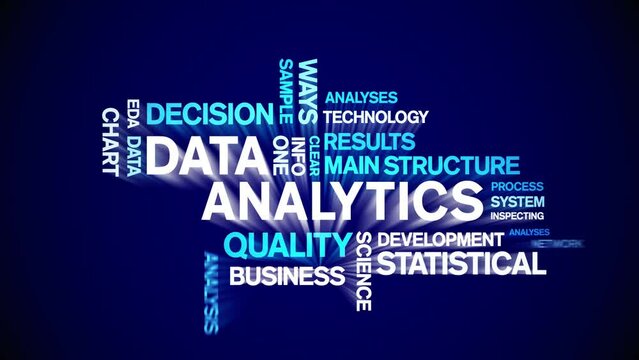4k Data Analytics Animated Tag Word Cloud;Text Design big data Animation typography seamless loop.