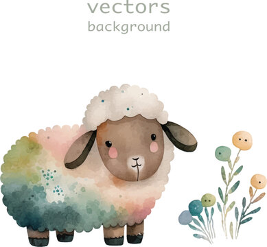 sheep nature watercolor neutral colors for kids simple drawing childish cute 