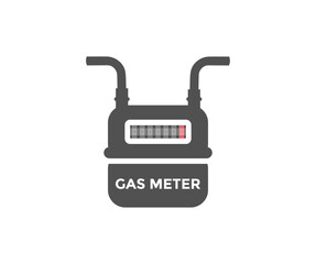 Natural gas meter logo design. Residential natural gas meter on indoor wall to measure household energy. A gas meter in the private house, counter for distribution domestic gas vector design.