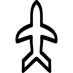 Airplane Hand Drawn Outline Pointing Up Icon
