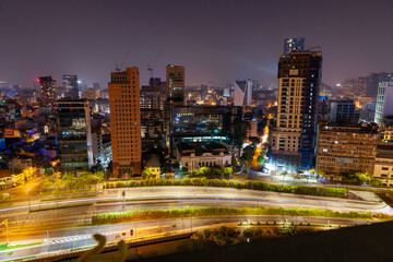 Fototapeta na wymiar downtown city at night, Ho Chi Minh City