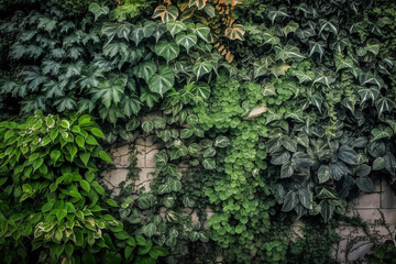 texture of wall of plants. AI Generated