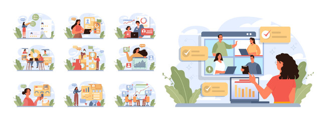 Employee performance management set. Performance indicators and reports