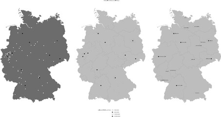 Deutschland Karte - Bundesländer - Großstädte- Vektor Set